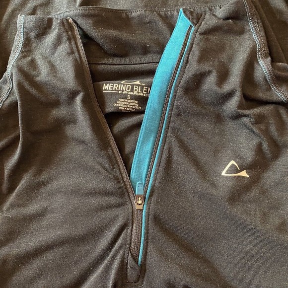 Merino Blend by Paradox 1/4 Zip Activewear Base Layer Top Black/Teal Women’s S - Picture 3 of 10